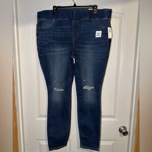 Old Navy Rockstar Jeggings Size 18 - Dark Blue Distressed Women Jeans